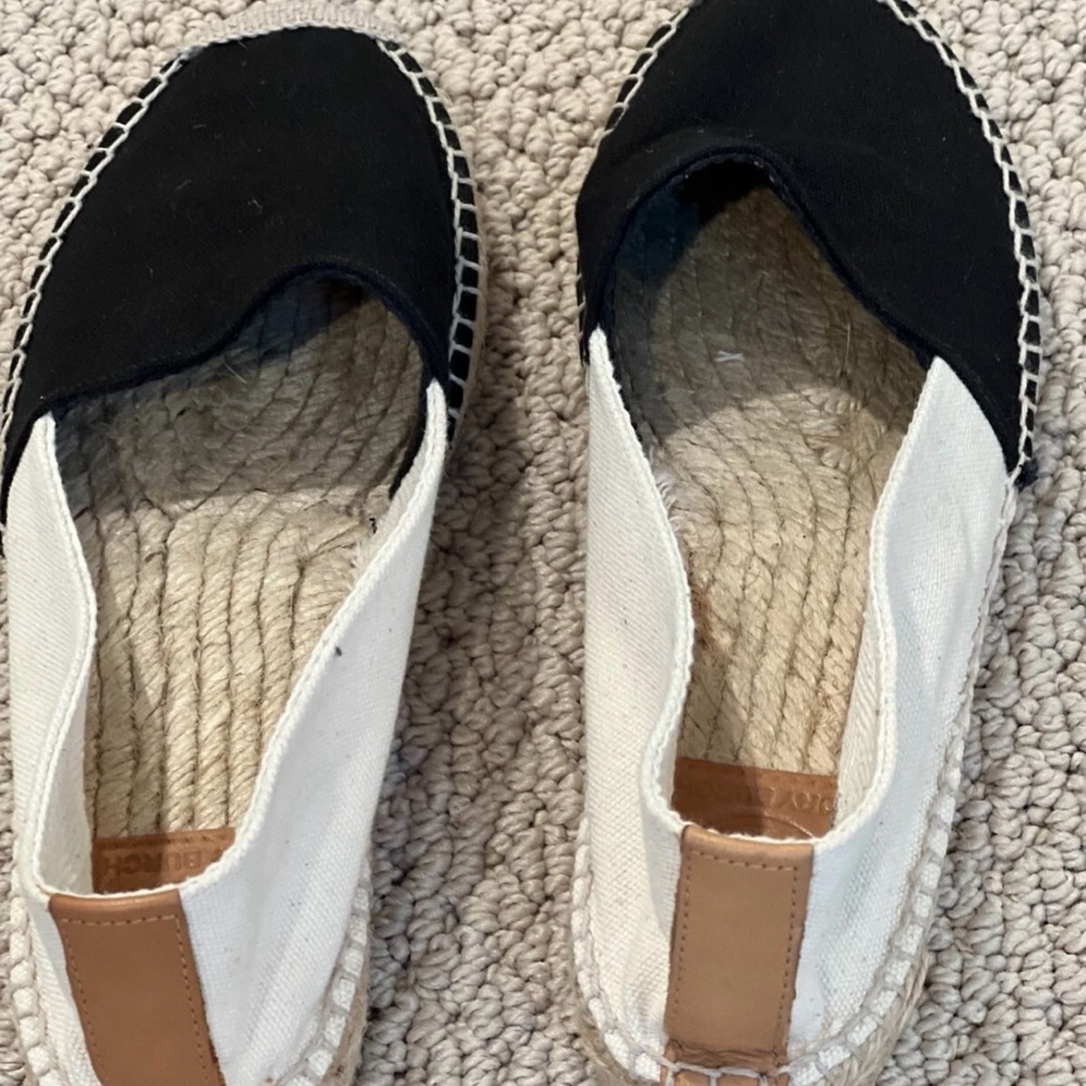 Tory Burch Black and Tan Espadrilles